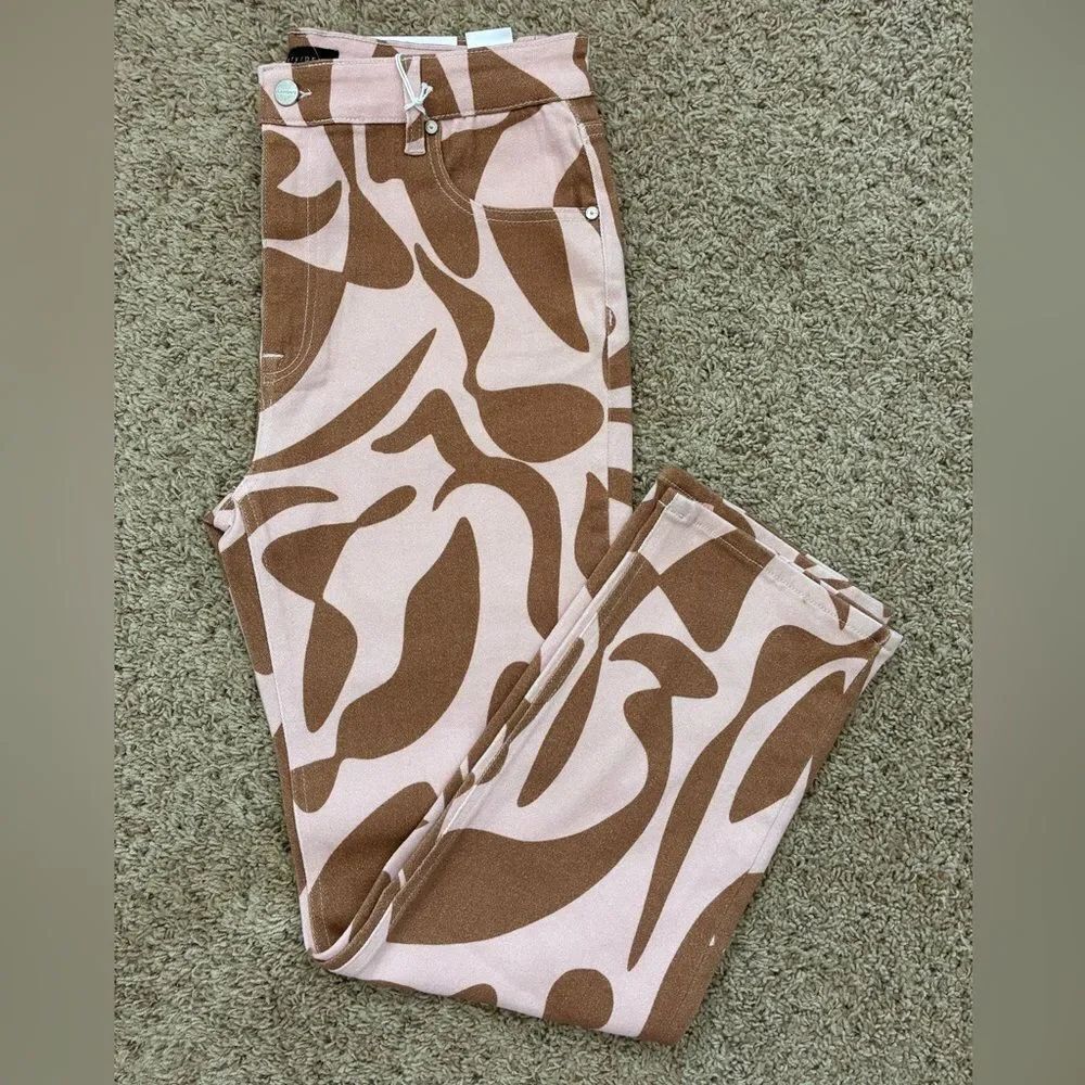Sanctuary NWT High-Rise Straight Jeans in pink and brown looser fit